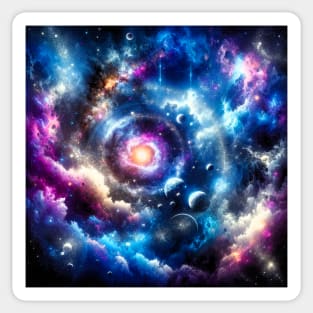 Celestial Dance: Spiral Galaxies and Cosmic Waves Sticker